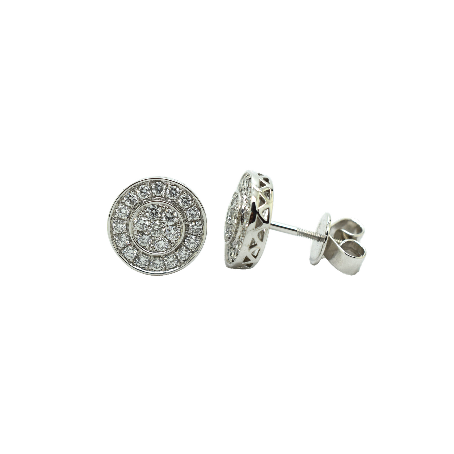 14k Gold Diamond Double Circle Earrings 1.25ct
