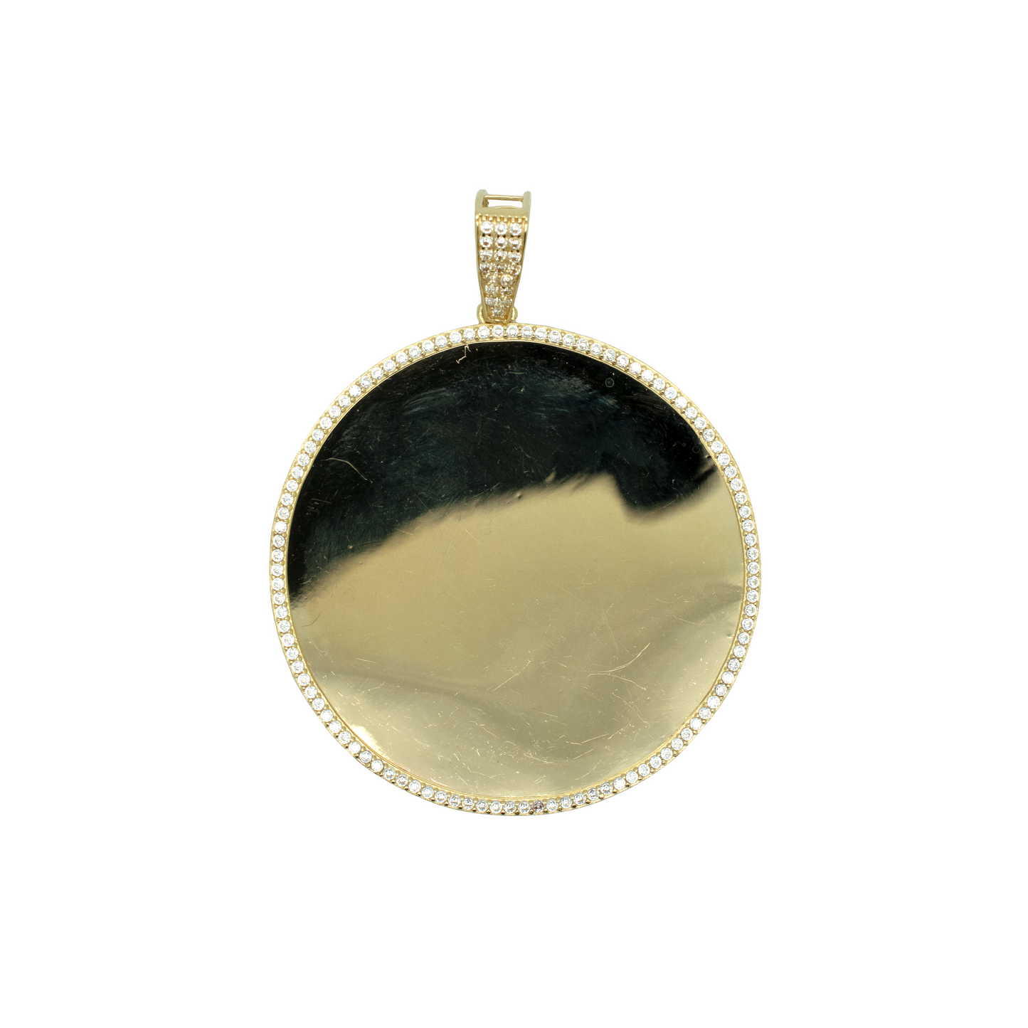 14k Gold CZ Classic Memory Pendant 2"