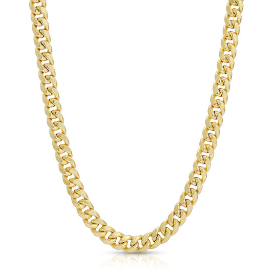 10k Semi-Solid Miami Cuban Chain 7.6mm (Box Lock)