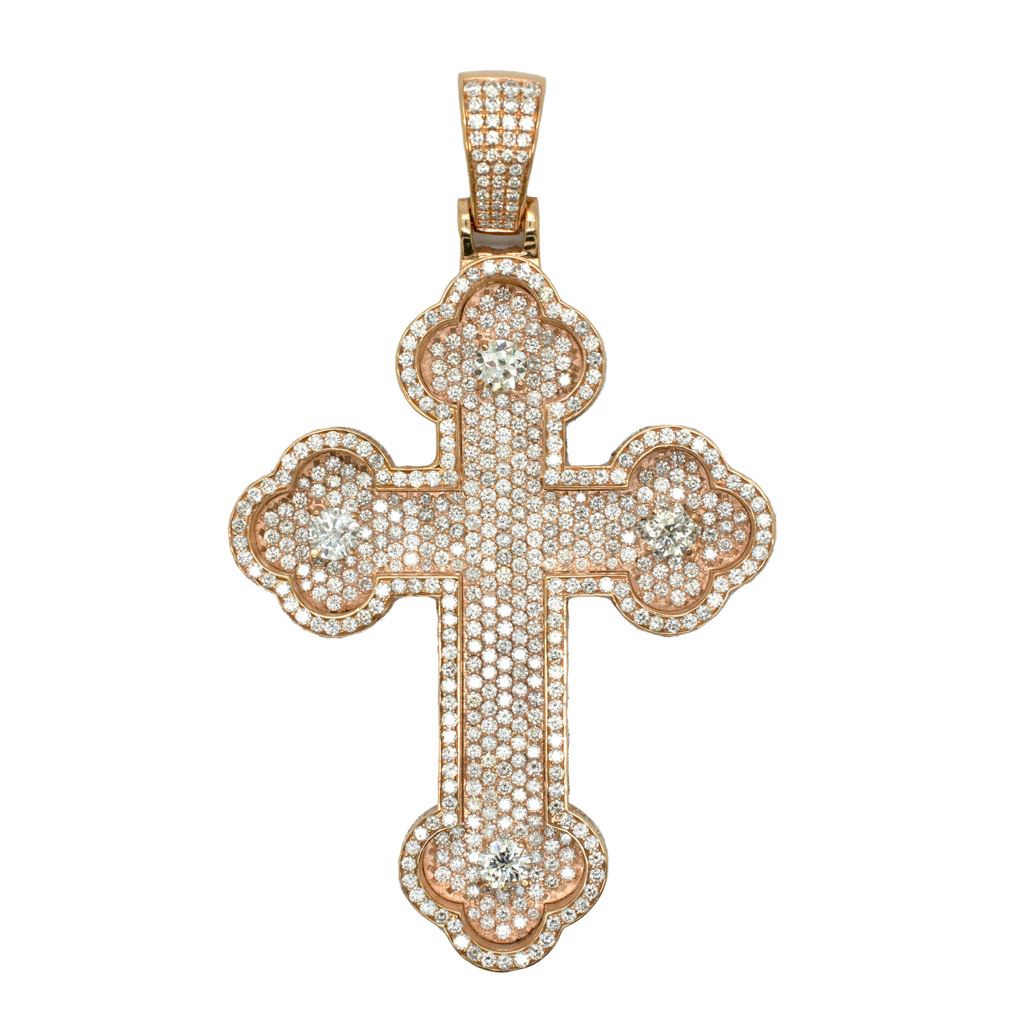 14k Rose Gold Diamond Crucifix 12ct