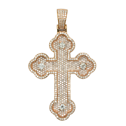 14k Rose Gold Diamond Crucifix 12ct