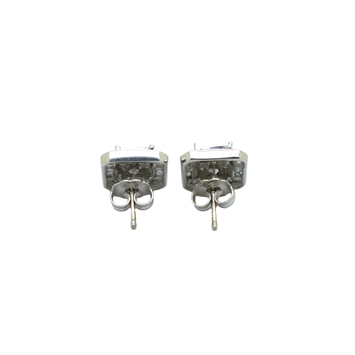 14k Gold Baguette & Princess Diamond Square Earrings 1.6ct