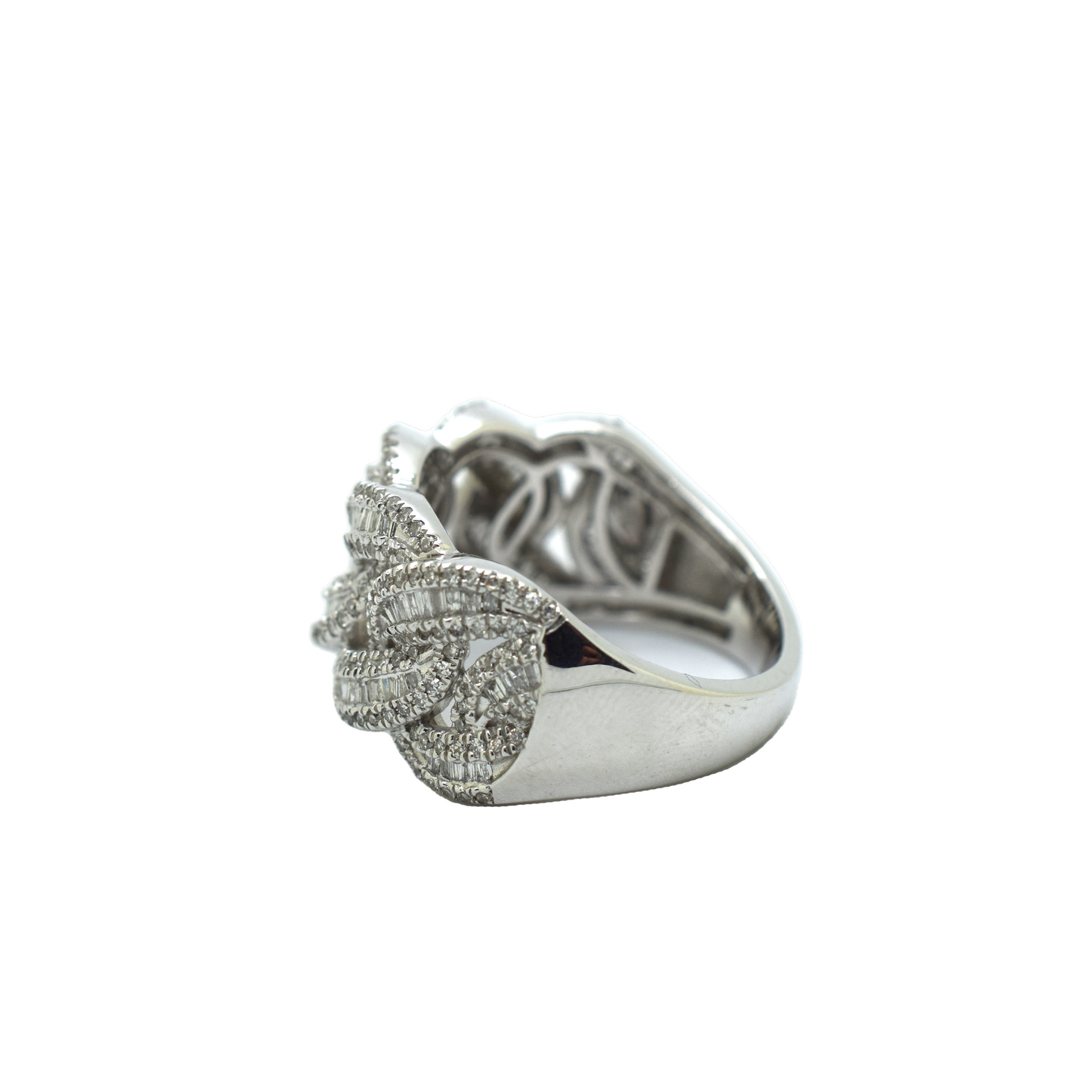 14k Gold Baguette & Round Diamond Cuban Ring 1.34ct