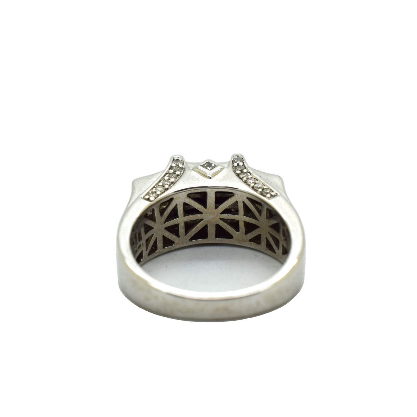 14k Gold Black & White Princess Diamond Square Ring
