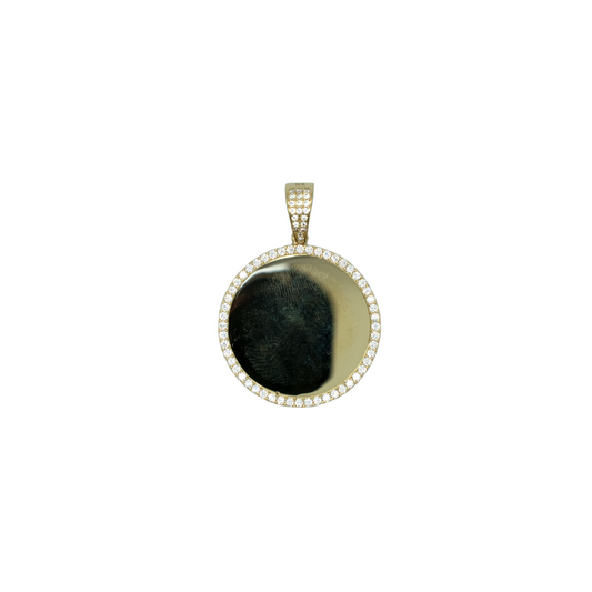 14k Gold CZ Classic Memory Pendant 1"