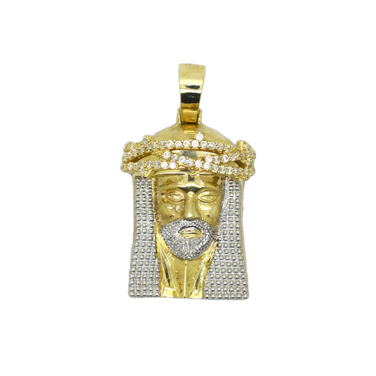 14k Gold CZ Jesus Head 9.1g