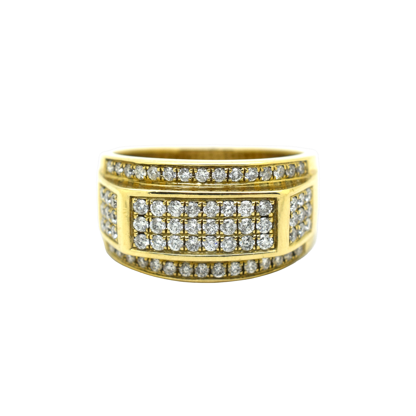 10k Gold Diamond Cluster Band Ring 1.08ct