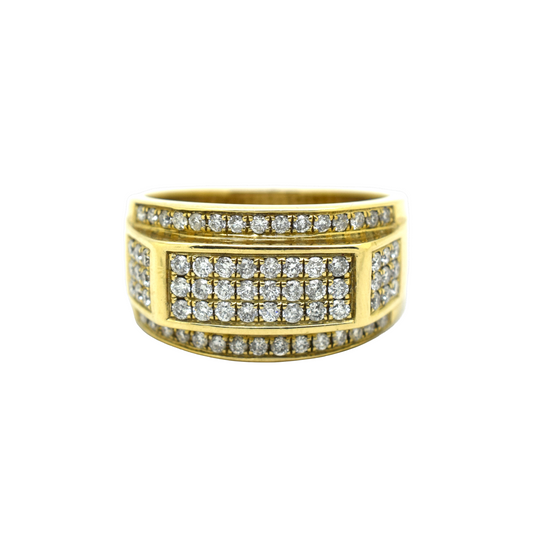 10k Gold Diamond Cluster Band Ring 1.08ct