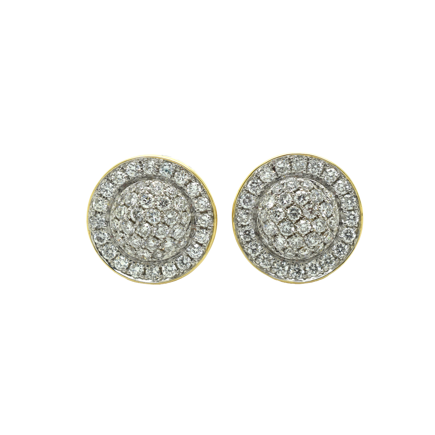 14k Gold Diamond Cluster Circle Earrings 1.35ct