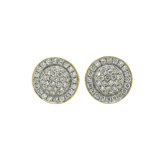 14k Gold Diamond Cluster Circle Earrings 1.35ct