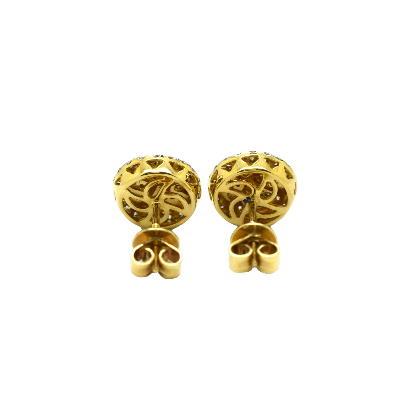 14k Gold Diamond Cluster Circle Earrings 1.55ct