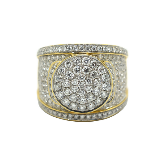 14k Gold Diamond Cluster Layered Circle Ring 3.75ct
