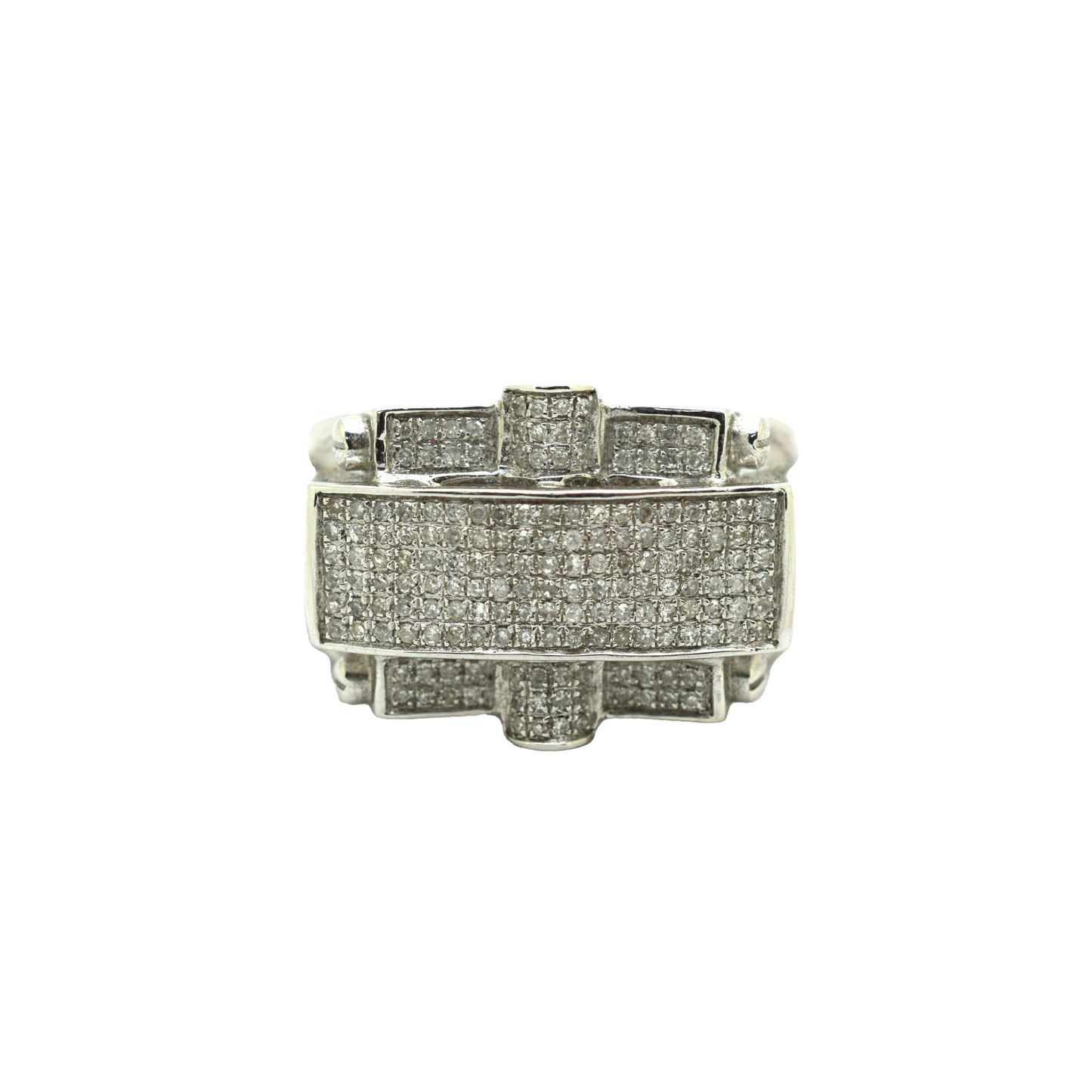 14k Gold Diamond Cluster Square Ring 1.38ct
