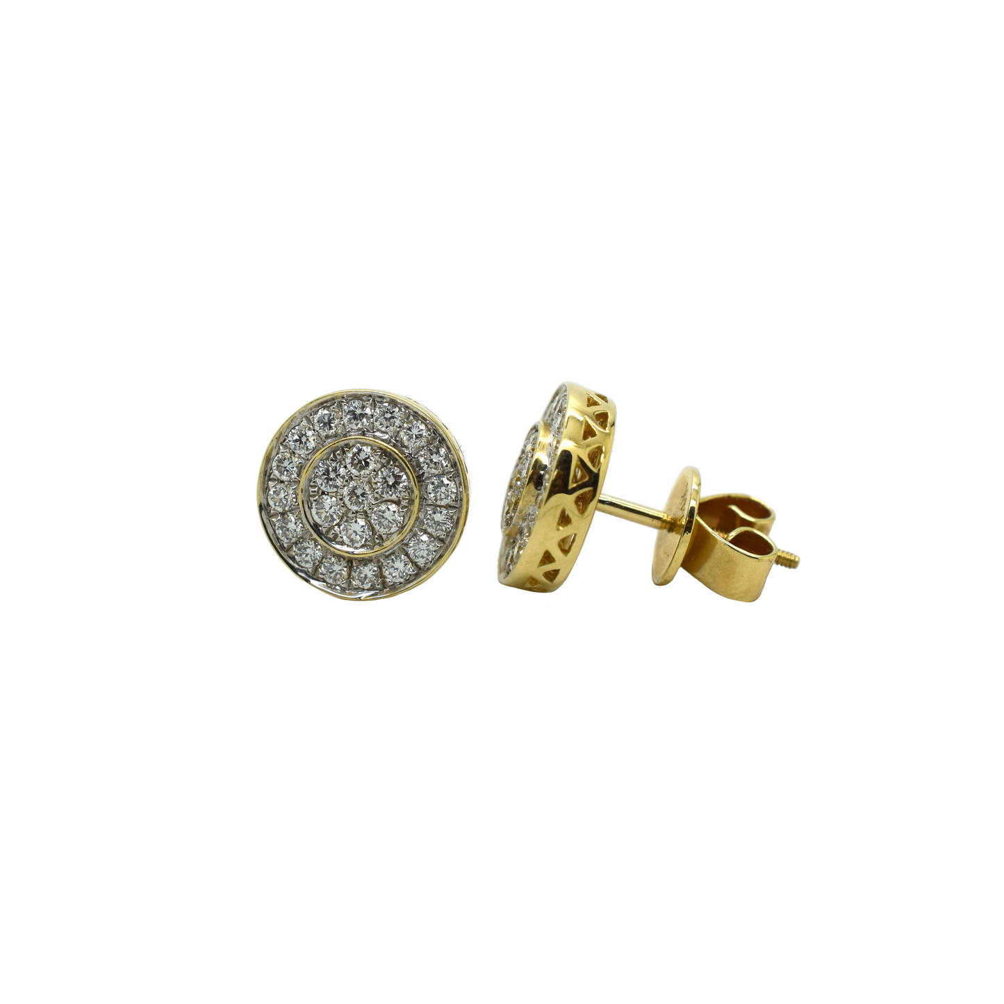 14k Gold Diamond Double Circle Earrings 1.25ct
