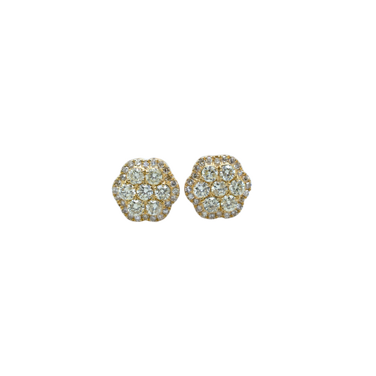 14k Gold Diamond Flower Earrings 1.46ct