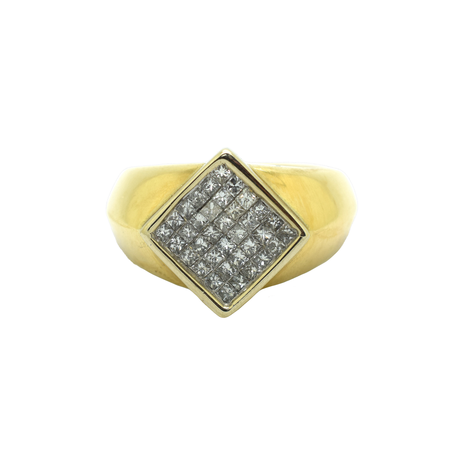 14k Gold Princess Diamond Square Ring 1.8ct