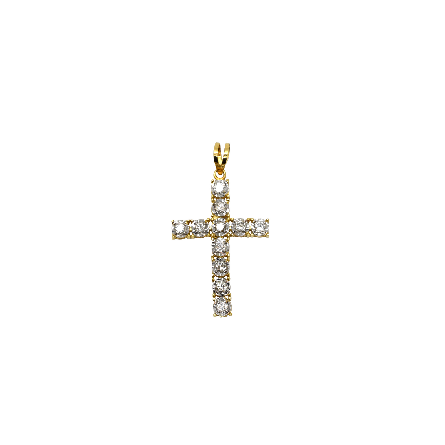 14k Gold Illusion Set Diamond Cross Pendant 0.55ct