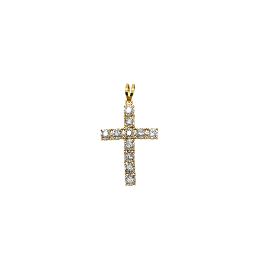 14k Gold Illusion Set Diamond Cross Pendant 0.55ct