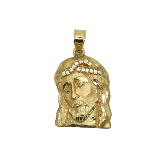 14k Gold CZ Jesus Head 8.3g