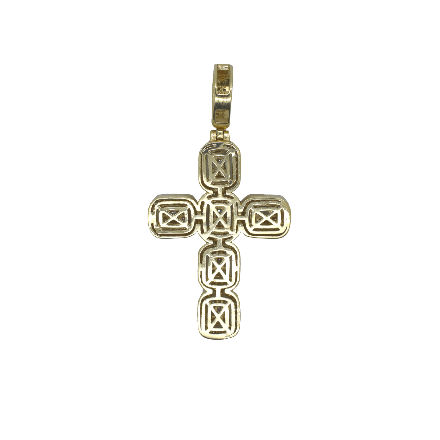 14k Gold Baguette & Round Diamond Cross 1.74ct
