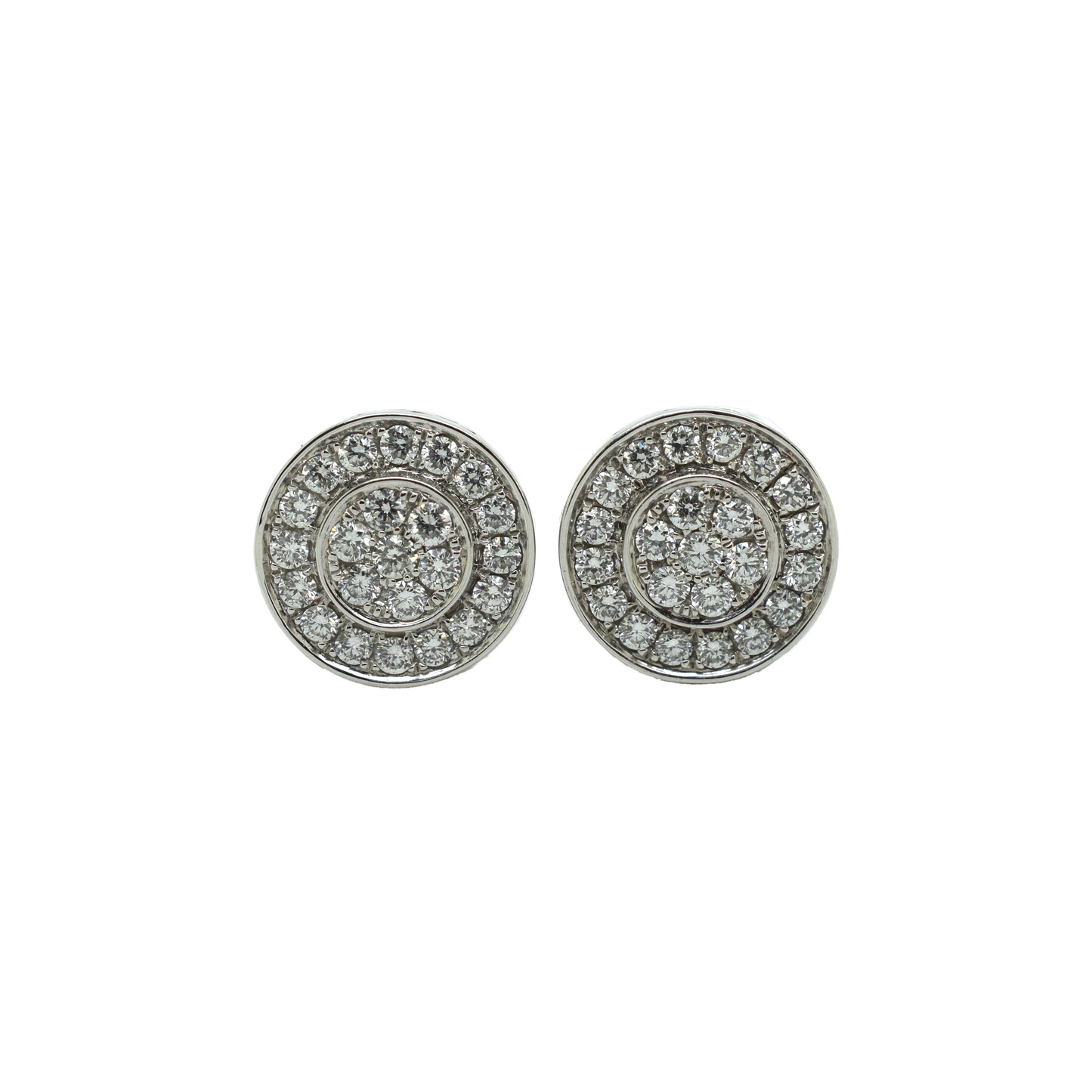 14k Gold Diamond Double Circle Earrings 1.25ct