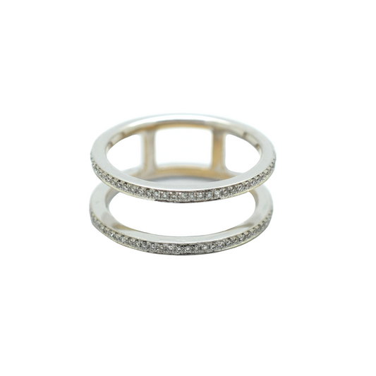 18k Gold Diamond Open Double Band Ring 0.72ct