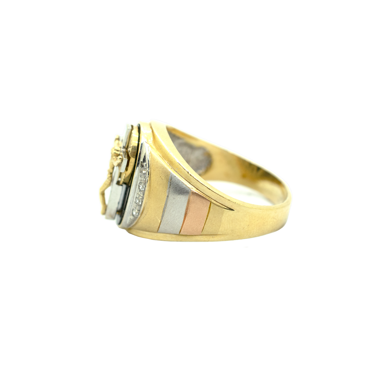 14k Gold Jesus on Cross with Onyx Ring