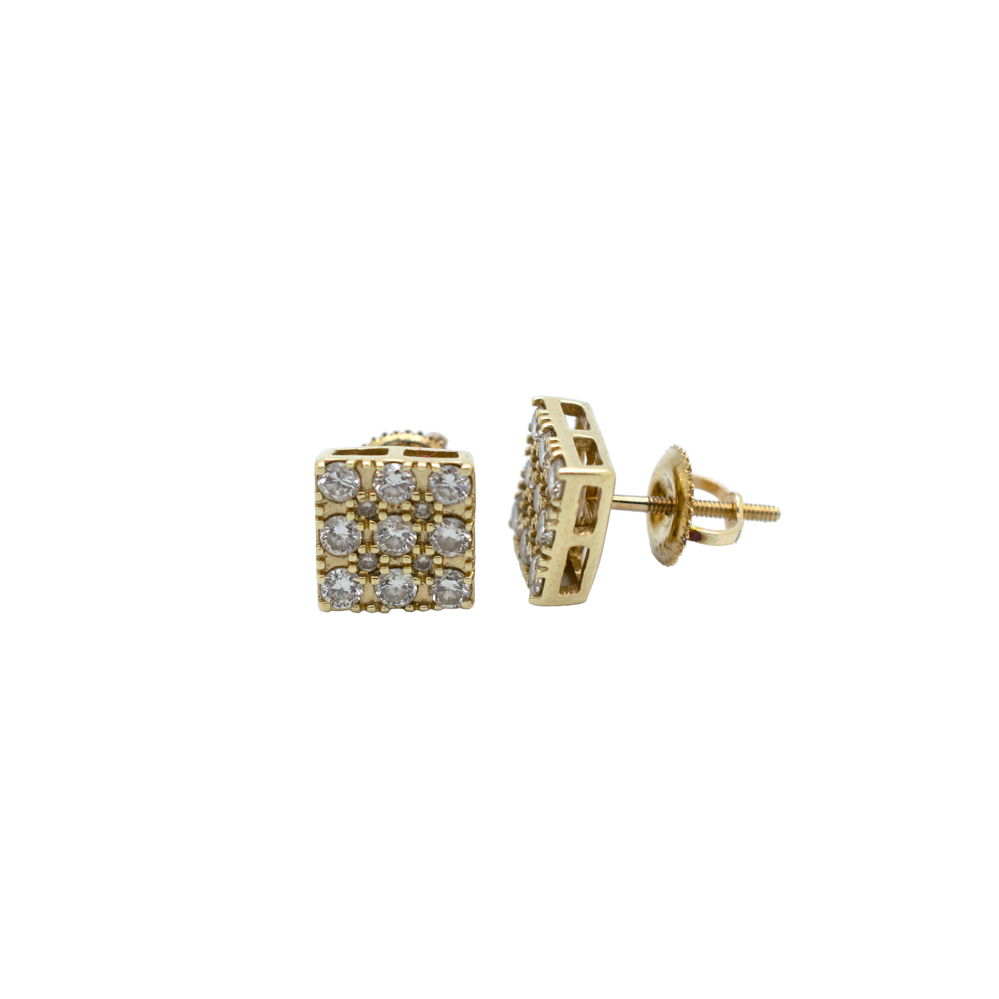 14k Gold Diamond Square Earrings 1ct