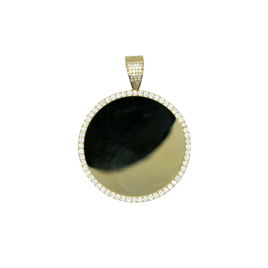 14k Gold CZ Classic Memory Pendant 1.75"